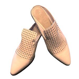 1. State White Studded Pointed Toe Mule Heels 10M/40 Womens Shoes